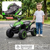 Aosom 12V Kids ATV Quad Car with Forward & Backward Function, Four Wheeler for Kids with Wear-Resistant Wheels, Music, Up to 3.7 MPH, Electric Ride-on ATV for Toddlers Ages 3+ Years Old, Green