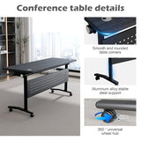 Aethelwyn Modular Folding Conference Table with Wheels, Flip Top Mobile Training Room Tables, Portable Work Table for Office Meeting Seminar Classroom (6, Dark Grey, 61.0IN)