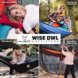 Wise Owl Outfitters Hammock for Camping Single Hammocks Gear for The Outdoors Backpacking Survival or Travel - Portable Lightweight Parachute Nylon SO Lt Blue & Grey