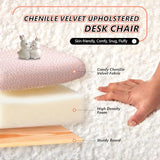 VINGLI Chenille Curved-Back Armless No Wheels Vanity Chair