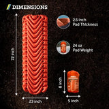 KLYMIT Insulated Static V Inflatable Sleeping Pad | Comfortable, Lightweight, Easy to Inflate, Portable Air Bed Mattress for Camping, Backpacking and Hiking — Orange