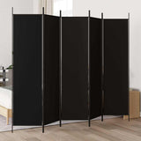 Zexlorith 5-Panel Room Divider, Fabric Partition Screen Black 98.4x78.7 in