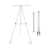 Aluminum Flip Chart Display Easel Stand with Adjustable Floor for Boardroom, Whiteboard, Paper Pads, Signage, 63 1/2'' High, Silver Falling in Art