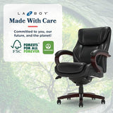 La-Z-Boy® Bellamy Executive Office Chair with Memory Foam Cushions, Real Wood Arms and Swivel Base, Black