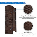 VINGLI 6-Panels Tall Rattan Room Divider, 6 FT Folding Privacy Screen, Indoor Partition Wall Dividers