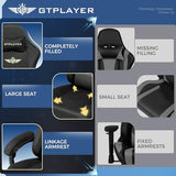 GTPLAYER Gaming Chair Fabric with Pocket Spring Cushion, High Back Ergonomic Computer Chair, Black