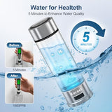 Hydrogen Water Bottle 1500PPB Portable Hydrogen Water Bottles Generator Glass, Hydrogen Rich Water Dispenser with SPE & PEM Technology  (Siler)