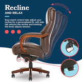 La-Z-Boy Delano Big & Tall Executive Office Chair, Ergonomic Mid-Back Body Pillow Lumbar Support, Chestnut Brown