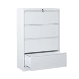 Gecheer 4 Drawer Lateral File Cabinet with Lock, White Metal Filing Cabinet for Home Office, Lockable Steel File Cabinet for Legal Letter A4 F4 Size, Heavy Duty Storage Cabinet with Smooth Slides