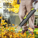 STEELITE 21V Cordless Leaf Blower, 150 MPH 600 CFM High-Performance Airflow, Lightweight Electric Blower for Lawn Care, Patio Cleaning, Leaves & Dust, Includes 2 x 2.0Ah Batteries - Green