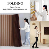 Adjustable Foldable Kraft Paper Room Divider, Portable Freestanding Partition, 6x2.4m Brown & White