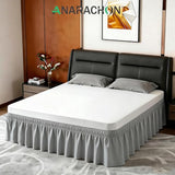 ANARACHON King Bed Skirt, Elastic Wrap Around Bed Skirt King Size, Bed Skirts for Adjustable Bed, Easy Fit with 14" Drop Length Tailored Drop Dust Ruffle (Grey)