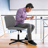 Cross Legged Office Chair Desk Chair Without Wheels,Vanity Chair with Back Ergonomic Swivel Armless Chair Adjustable