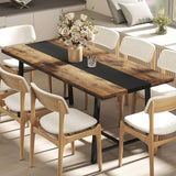 Industrial Dining Table for 8 People, 70.9" Long Rectangular Kitchen Table with Large Tabletop and Steel Legs for Dining Room