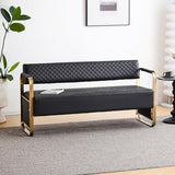57.5’’ Office Guest Chair upholstered Bench Seating, Reception Furniture for Beauty Salon Barbershop Airport Bank