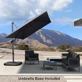 PURPLE LEAF 8.2' X 11.5' Tilting Patio Umbrella with Base Outdoor Cantilever Swivel Rectangle Umbrella, Grey