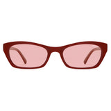 SOJOS Trendy Cat Eye Polarized Sunglasses for Women Men, Retro 90s Y2K Small Thin Rectangle Sunnies SJ2670, Red/Light Red Tint