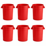 Getzi 6 Pack 20 Gallon Red Round Commercial Trash Can