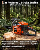 58cc Gas Powered Chainsaw, 2-Stroke Engine with Quick Start & Ergonomic Non-Slip Handle for Efficient Wood Cutting, Tree Trimming and Land Clearing
