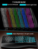 MA22 Pro Wireless Keyboard and Mouse Combo - Ergonomic Wave Keyboard with Soft Leather Wrist Rest