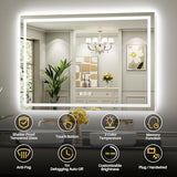 60x40 LED Bathroom Mirror, Dual Lit Anti-Fog Wall Vanity Mirror