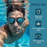 YEBINGLING Swim Goggles with Anti-Fog, Anti-UV Lenses, No Leaking, Clear Vision for Adults Men Women Youth (black)