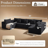 138" Cloud Sectional Couch, Comfort U Shaped Sofa for Living Room