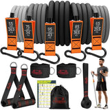 Resistance Bands with Handles, 375lb Exercise Bands for Working Out, Fitness Bands, Workout Bands with Door Anchor and Ankle Straps, Physical Therapy