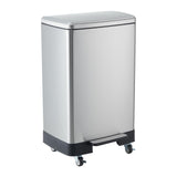 Large Rustproof Garbage Bin with Soft Close Lid, Removable Inner Bucket & Wheels, for Home, Kitchen or Office