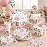 My First Rodeo Decorations Girl,220pcs Western Cowgirl First Rodeo Birthday Decorations Girl Plates and Napkins Cups Banner Backdrop Tablecloth Cake Topper Balloon for Rodeo Theme Party Decorations