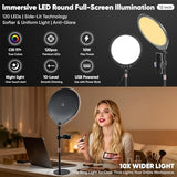 Noveralux 10W 12" Ring Light with Desk Stand & Phone Holder, Dimmable 360° Rotatable LED Full Screen Computer Lamp for Zoom Meetings