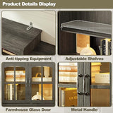 98" Farmhouse TV Stand with 36" Electric Fireplace, Large Entertainment Center