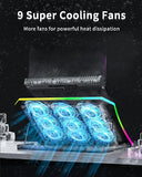 KeiBn Upgraded Gaming Laptop Cooler Pad with 9 Quiet RGB Fans