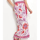 Talakeno Womens Floral Wrap Midi Skirt Summer Adjustable Tie Side Casual High Waist A Line Beach Boho Long Flared Skirts(Pink,S)