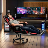 Magshion Video Gaming Chair for Adults, Ergonomic Computer Desk Chair with Linkage Armrests, Height Adjustable Gamer Chair, Red