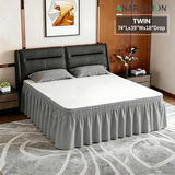 ANARACHON Twin Bed Skirt, Elastic Wrap Around Bed Skirt Twin Size, Bed Skirts for Adjustable Bed, Easy Fit with 18" Drop Length Tailored Drop Dust Ruffle (Drey)