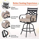 Sophia & William Patio Bar Stools Outdoor Swivel Bar Chairs Set of 6 High Dining Chairs with Seat Cushion, Beige