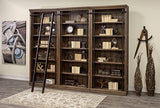 Martin Furniture Avondale 120" W Contemporary Wood Bookcase Wall with Ladder Storage Organizer Display, 5 Adjustable Shelves
