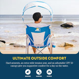 GCI Outdoor Sunshade Captain's Chair | Collapsible Folding Canopy Shade Chair with Durable Armrests, Drink Holder & Portable Carry Bag, Perfect for Beach Trips & Picnics — Saybrook Blue