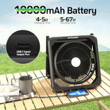 11.5 Inch Upgraded Solar Camping Fan with Light- Rechargeable Battery Fan, 10W Detachable Solar Panel, 3 Speed, 6H Timer,60° Pivot Strong Airflow for Camping Fishing RV Trips Hurricane Power Outage