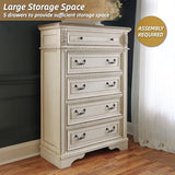 Signature Design by Ashley Realyn Dresser Chest Of Drawers, Two‑Tone Cottage Style Bedroom Dresser With Smooth‑Gliding Drawers, Wood Construction For Kids And Adult Bedrooms, Chipped White