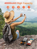 MINRISE Solar Power Bank 40000mAh, Portable Charger PD 20W Fast Charging Solar Charger Power Bank Built in 4 Cables and USB-C in/Output, Camping Essentials External Battery Pack with Flashlights