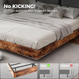 LUCKLIFE Floating Bed Frame Full Size, with Adjustable Headboard and Smart LED Lights, Upholstered Bed Frame with RGB Lights, Modern Metal Bed, Easy Assembly, Under-Bed Storage, Bedroom