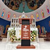 47’’ Wooden Podium Stand with Wheels, Portable Lectern Churches with 15 MM Particle Board, Pulpits Stand with Storage