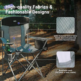 Camping Folding Chair Outdoor Lawn Portable Lightweight Camp Folding Chairs for Adult Outside with Cup Holder, Cooler Pouch & Side Pocket for Camping, Beach, Fishing, Sports or Tailgating Events, Grey