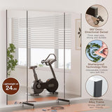 brisafe Tri-Fold Full Length NanoMirror with Wheels, 71 x 71 in, Black