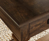60-inch Vintage Wood Home Office Desk with Stable Solid Wood Pedestral Legs, Tradional Rustic Executive Desk, Dark Walnut Brown