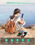 SOXONO Solar Charger Power Bank, PD 20W Fast Charging External Batter, 40000mAh Portable Phone Charger Built in 4 Cables with Dual Bright Flashlights for Camping, Hiking, and Outdoor Use（Green）