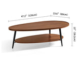 Saint Mossi Modern Coffee Table for Living Room, Mid-Century Oval Wood Coffee Table, Double Layer Center Table for Small Space, D47xW23.6xH15, Espresso