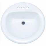 PROFLO PF194R Rockaway 19" Circular Vitreous China Drop In Bathroom Sink with Overflow and 3 Faucet Holes at 4" Centers - White
